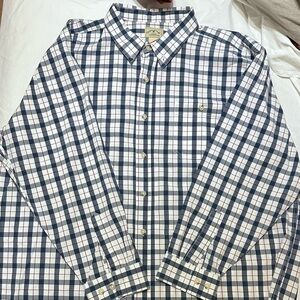 Men's Navy and White Checkered Button Down Shirt